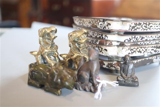 A group of Chinese small items, canton enamels, bronze seals etc